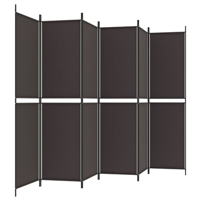 6-Panel Room Divider Brown 300x200 cm Fabric