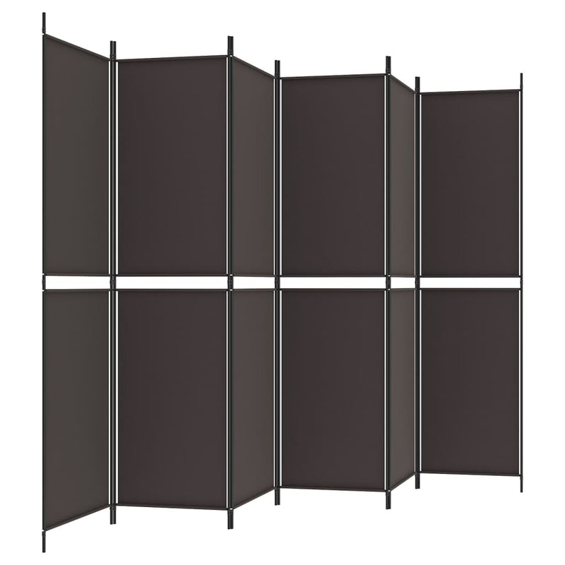 6-Panel Room Divider Brown 300x200 cm Fabric