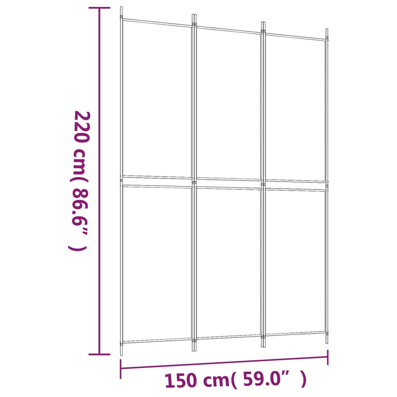 3-Panel Room Divider Anthracite 150x220 cm Fabric