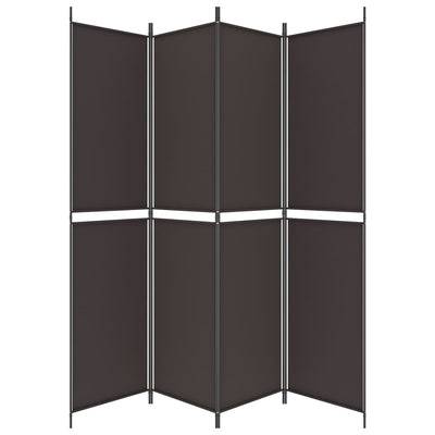 4-Panel Room Divider Brown 200x220 cm Fabric