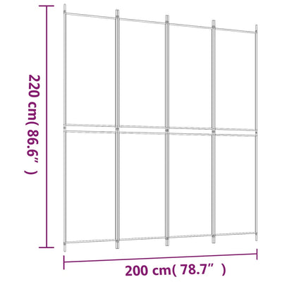 4-Panel Room Divider Anthracite 200x220 cm Fabric