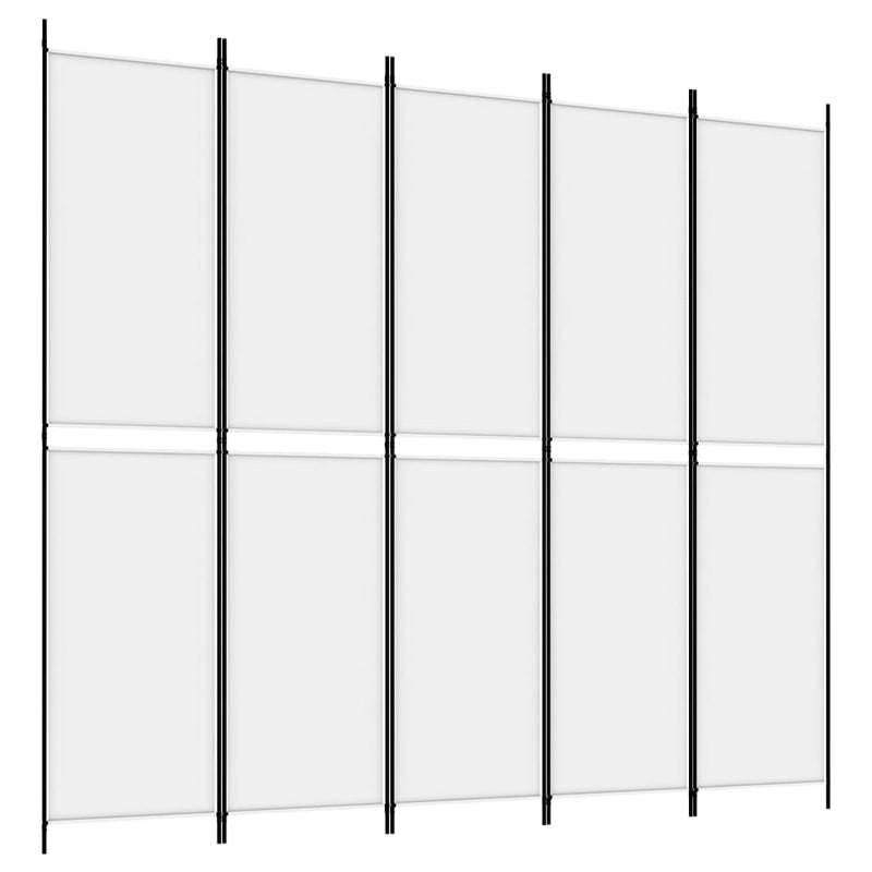 5-Panel Room Divider White 250x220 cm Fabric