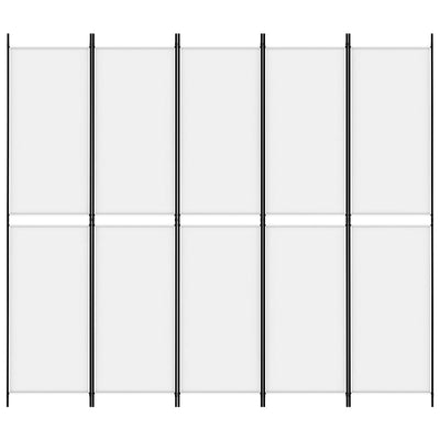 5-Panel Room Divider White 250x220 cm Fabric