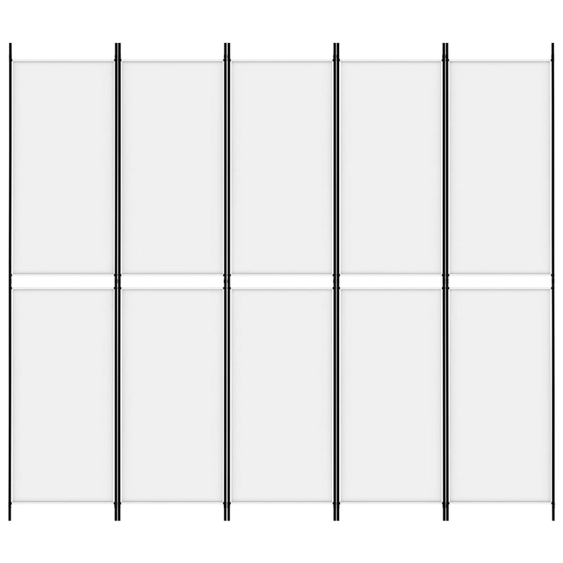 5-Panel Room Divider White 250x220 cm Fabric