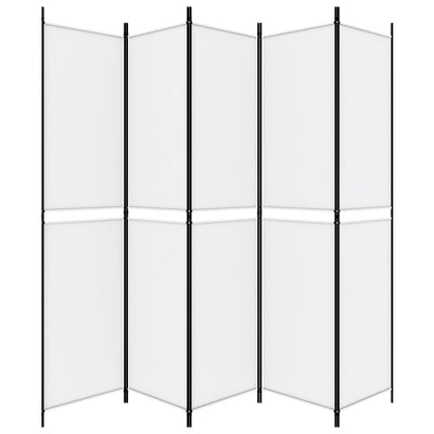 5-Panel Room Divider White 250x220 cm Fabric