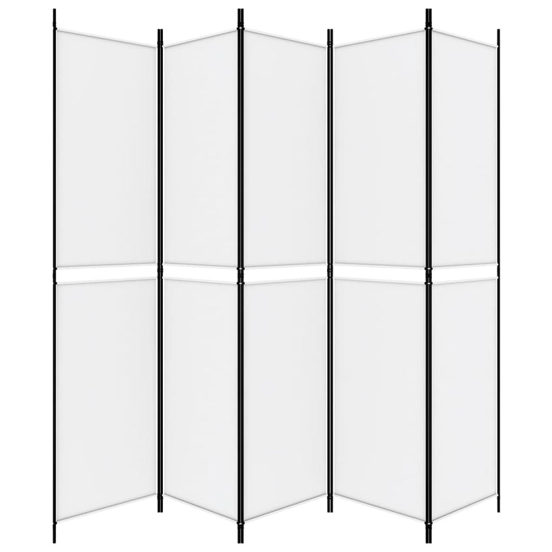 5-Panel Room Divider White 250x220 cm Fabric