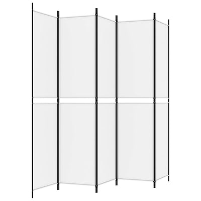 5-Panel Room Divider White 250x220 cm Fabric