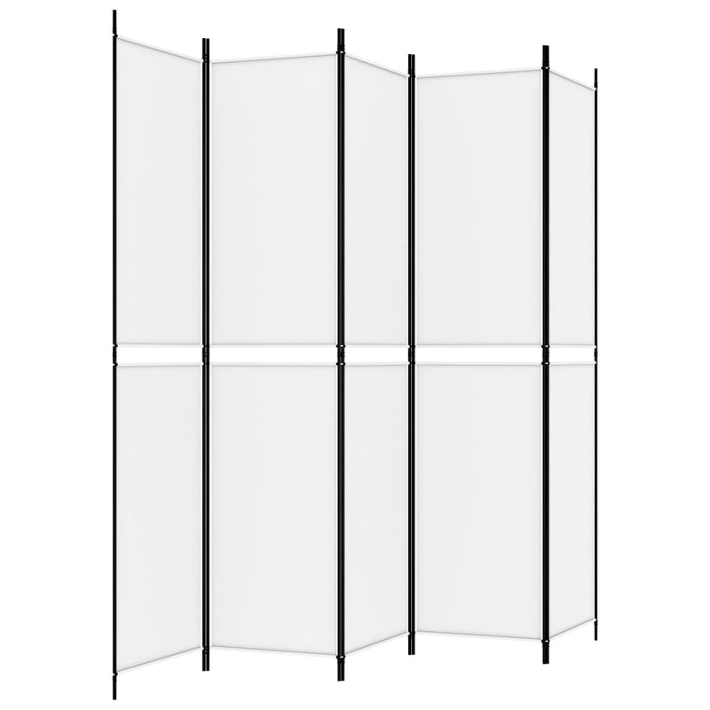 5-Panel Room Divider White 250x220 cm Fabric