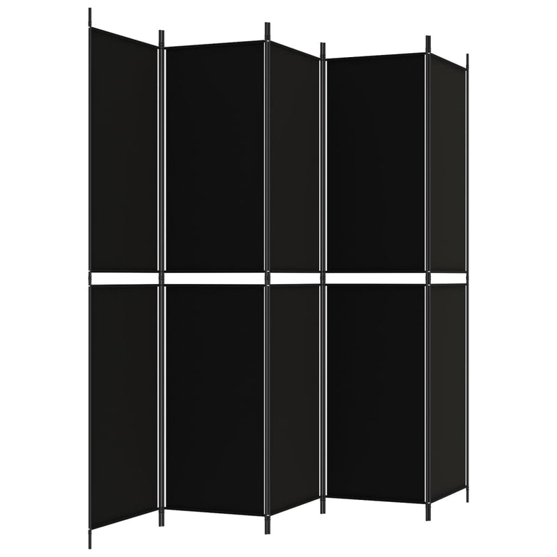 5-Panel Room Divider Black 250x220 cm Fabric