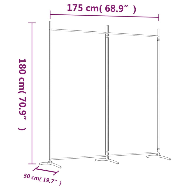 2-Panel Room Divider White 175x180 cm Fabric