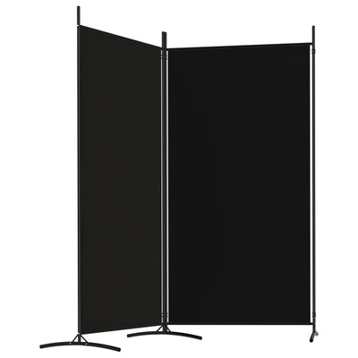 2-Panel Room Divider Black 175x180 cm Fabric