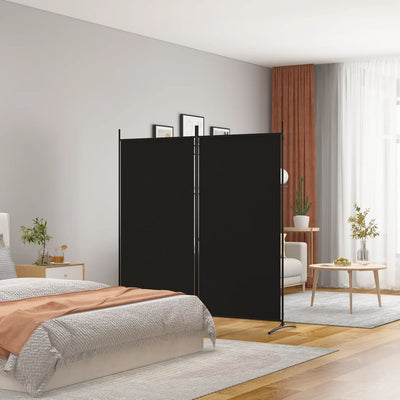 2-Panel Room Divider Black 175x180 cm Fabric