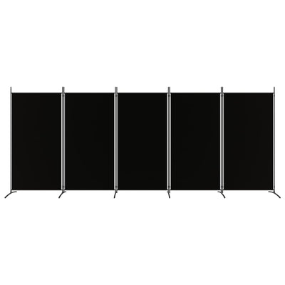 5-Panel Room Divider Black 433x180 cm Fabric