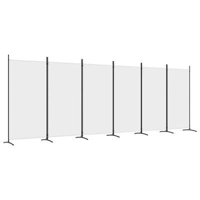 6-Panel Room Divider White 520x180 cm Fabric