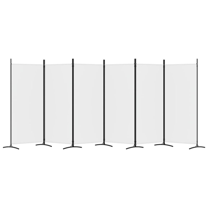 6-Panel Room Divider White 520x180 cm Fabric