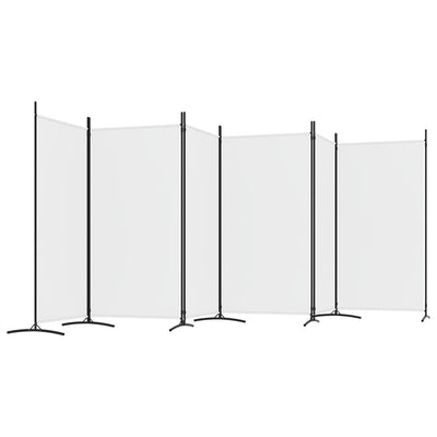 6-Panel Room Divider White 520x180 cm Fabric