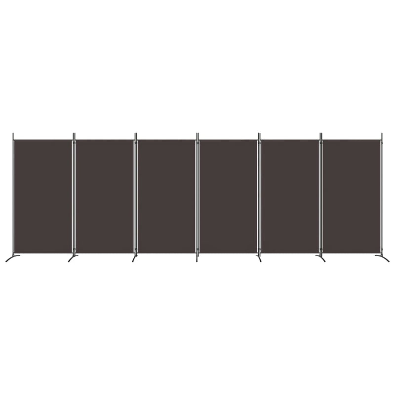 6-Panel Room Divider Brown 520x180 cm Fabric