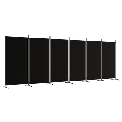 6-Panel Room Divider Black 520x180 cm Fabric