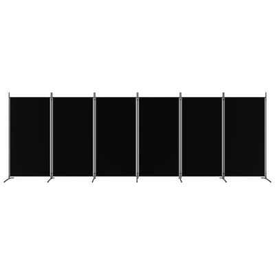 6-Panel Room Divider Black 520x180 cm Fabric