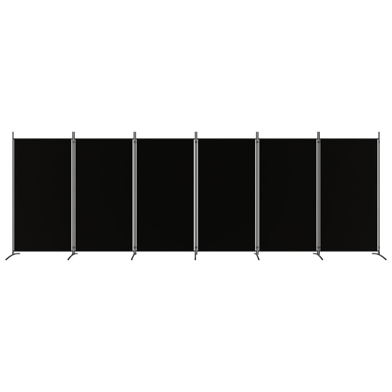 6-Panel Room Divider Black 520x180 cm Fabric