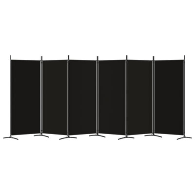 6-Panel Room Divider Black 520x180 cm Fabric