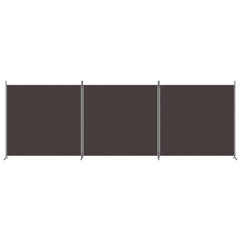 3-Panel Room Divider Brown 525x180 cm Fabric