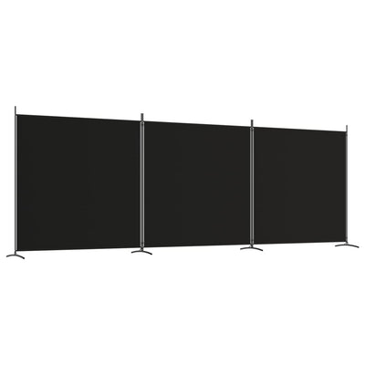 3-Panel Room Divider Black 525x180 cm Fabric