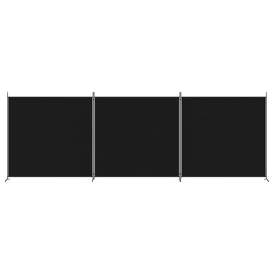 3-Panel Room Divider Black 525x180 cm Fabric