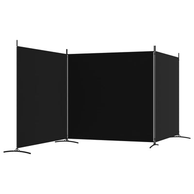 3-Panel Room Divider Black 525x180 cm Fabric