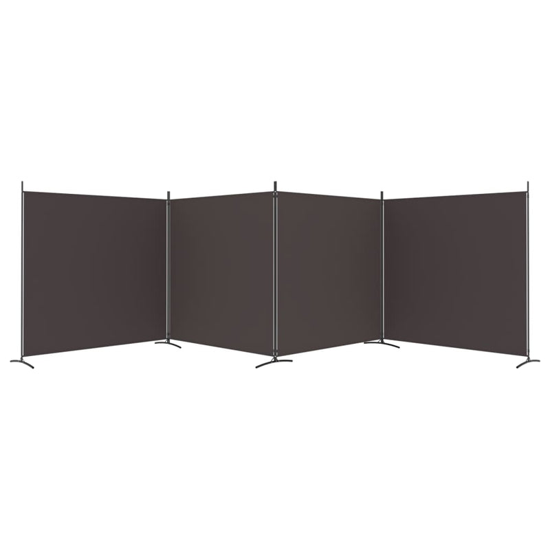 4-Panel Room Divider Brown 698x180 cm Fabric