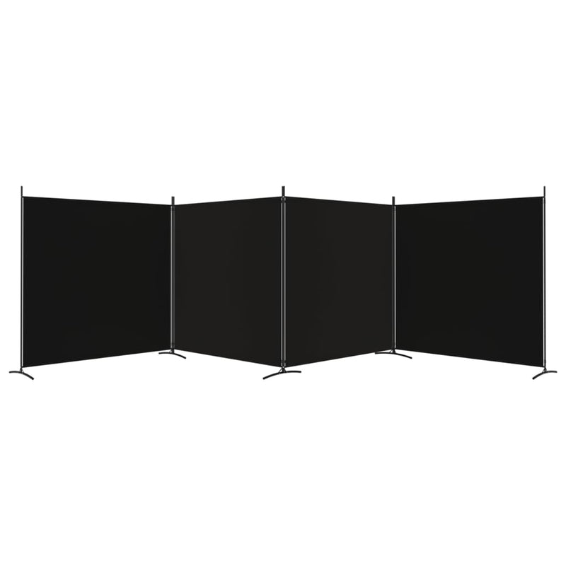 4-Panel Room Divider Black 698x180 cm Fabric