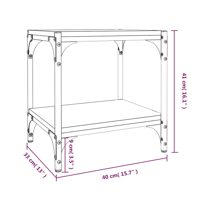 TV Cabinet Brown Oak 40x33x41 cm Engineered Wood and Steel