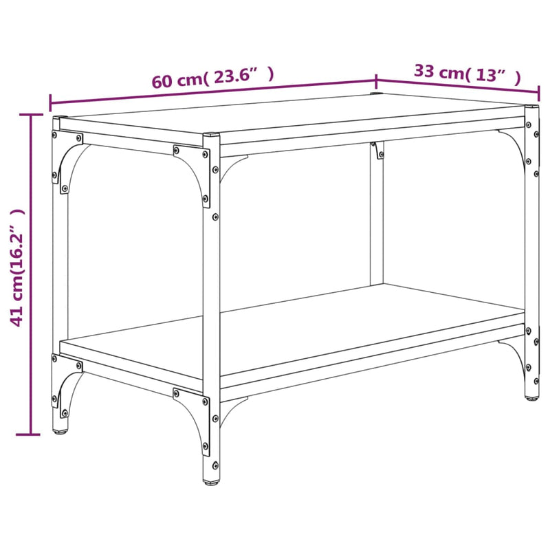 TV Cabinet Black 60x33x41 cm Engineered Wood and Steel