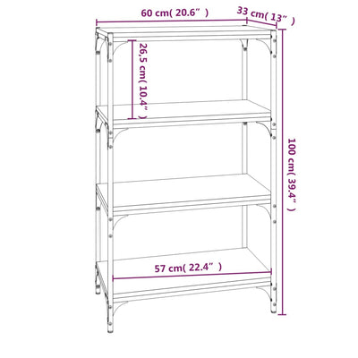 Book Cabinet Smoked Oak 60x33x100 cm Engineered Wood and Steel