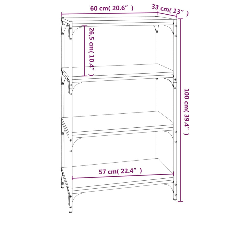 Book Cabinet Grey Sonoma 60x33x100 cm Engineered Wood and Steel