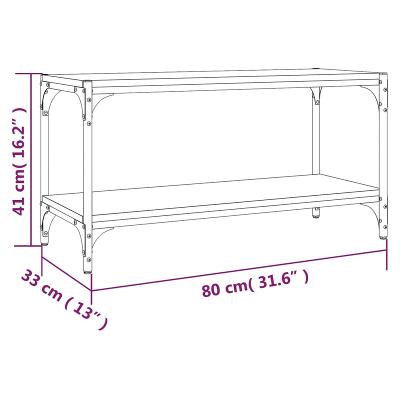 TV Cabinet Sonoma Oak 80x33x41 cm Engineered Wood and Steel