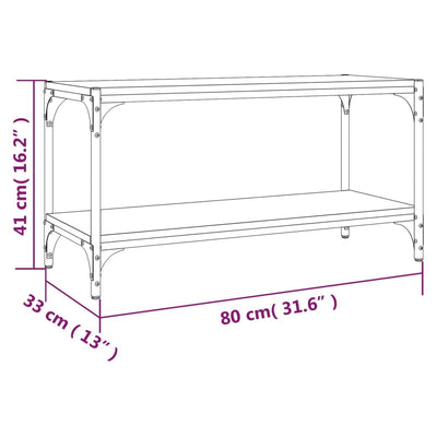 TV Cabinet Brown Oak 80x33x41 cm Engineered Wood and Steel