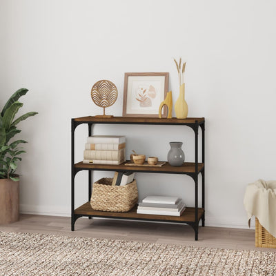 Book Cabinet Brown Oak 80x33x70.5 cm Engineered Wood and Steel