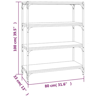 Book Cabinet Brown Oak 80x33x100 cm Engineered Wood and Steel