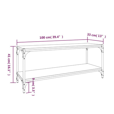 TV Cabinet Sonoma Oak 100x33x41 cm Engineered Wood and Steel