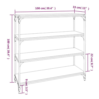 Book Cabinet Brown Oak 100x33x100 cm Engineered Wood and Steel