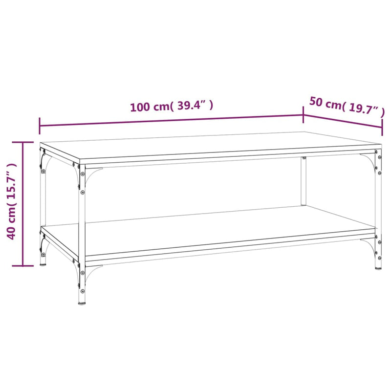 Coffee Table Grey Sonoma 100x50x40 cm Engineered Wood