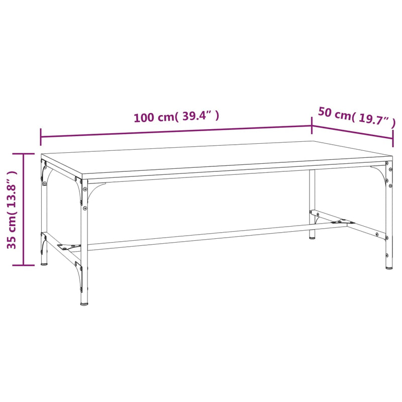 Coffee Table Sonoma Oak 100x50x35 cm Engineered Wood