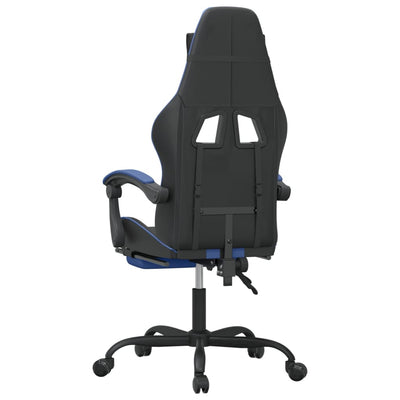 Swivel Gaming Chair with Footrest Black&Blue Faux Leather