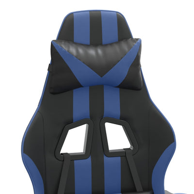 Swivel Gaming Chair with Footrest Black&Blue Faux Leather