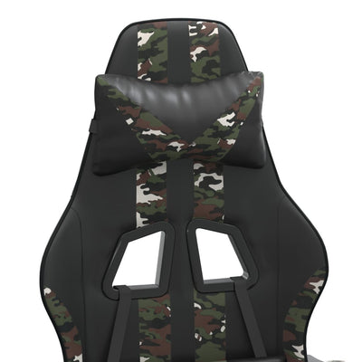 Swivel Gaming Chair with Footrest Black&Camouflage Faux Leather