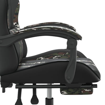 Swivel Gaming Chair with Footrest Black&Camouflage Faux Leather