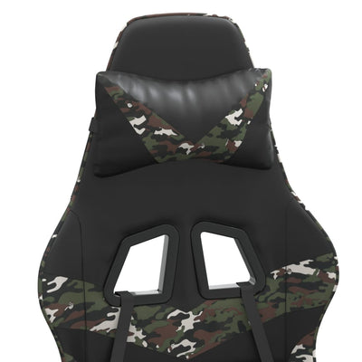 Swivel Gaming Chair with Footrest Black&Camouflage Faux Leather