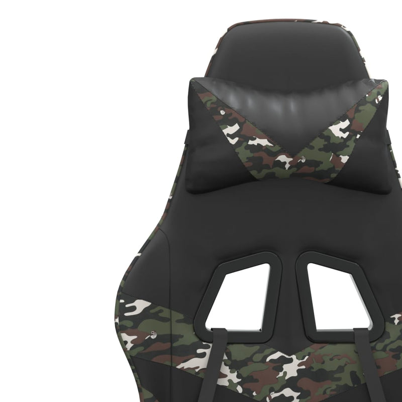 Swivel Gaming Chair with Footrest Black&Camouflage Faux Leather