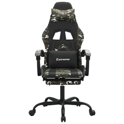 Swivel Gaming Chair with Footrest Black&Camouflage Faux Leather